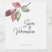 ロマンチックな赤面マウヴ結婚フローラのワインラベル ワインラベル (シングルラベル)