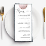 ロマンチックな赤面ムーン | シナ結婚ルの夕食 メニュー<br><div class="desc">繊細な赤面の月とスクリプトのタイポグラフィを備えたこのロマンチックなディナーエレガントカードで結婚式のレセプションを高める。ボホーや天上式の結婚式に最適。このデザインは、あなたのテーブルエスケープに神秘的で洗練されたtouchを追加する。一致する招待状、RSVPカード、および看板と連携して、まとまりのあるスイートを作成すパーソナライズされたる結婚。</div>