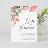 ロマンチックな赤面ムーヴウォーター結婚カラーフローライン 招待状 (スタンド正面)