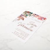 ロマンチックな赤面ムーヴウォーター色のバラ金ゴールド 箔招待状 (回転した状態)