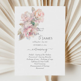 ロマンチックな赤面牡丹結婚フローラの式チラシ 招待状