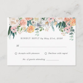 ロマンチックな赤面花結婚式RSVP返信カード 出欠カード