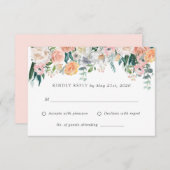 ロマンチックな赤面花結婚式RSVP返信カード 出欠カード (正面/裏面)