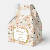 ロマンチックな赤面金ゴールド結婚式の引き出物ボックスとフローラ フェイバーボックス (正面サイド)