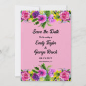 ロマンチックな赤面開花バラサマー結婚フローラ セーブザデート (正面)