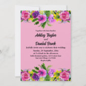ロマンチックな赤面開花フラワーサマー結婚フローラ 招待状 (正面)