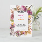 ロマンチックな赤面&秋の植物性の結婚式の招待 招待状 (スタンド正面)