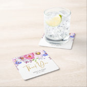 ロマンチックな赤面&金ゴールドサンキュー結婚ズ スクエアペーパーコースター (インサイチュ)