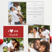 ロマンチックな赤5枚の写真I Love You Valentine's Day カード