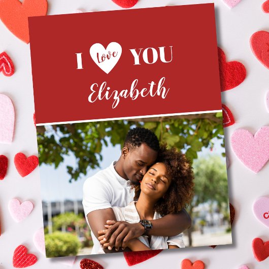 ロマンチックな赤5枚の写真I Love You Valentine's Day カード