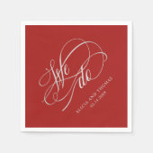 ロマンチックな赤We書道結婚の スタンダードカクテルナプキン (正面)