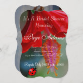 ロマンチックな運のてんとう虫のブライダルシャワーの運命 招待状 (正面/裏面)