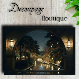 ロマンチックな運河の夜のシーンの切り離 薄葉紙