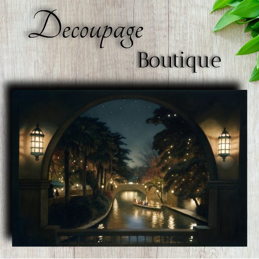 ロマンチックな運河の夜のシーンの切り離 薄葉紙