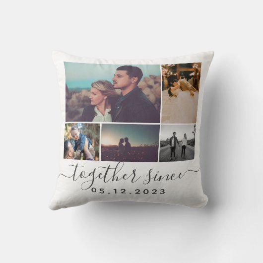 ロマンチックな過ごした10枚の写真をコラージュ クッション (裏面)