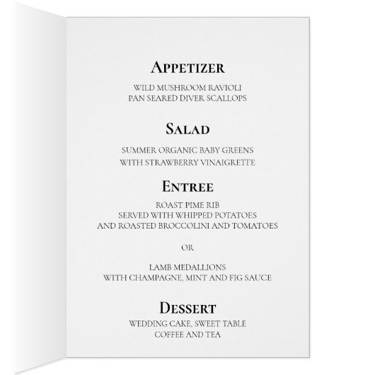 ロマンチックな野の花結婚折りのメニュー (内側 (右))