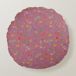 ロマンチックな野パターン(の模様が)ある花 ラウンドクッション