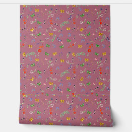 ロマンチックな野パターン（の模様が）ある花 壁紙