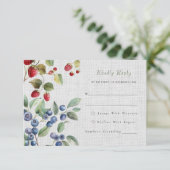 ロマンチックな野生の夏の果実ウェディングRSVPカード エンクロージャーカード (スタンド正面)
