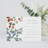 ロマンチックな野生の夏の果実ウェディングRSVPカード エンクロージャーカード (スタンド正面)
