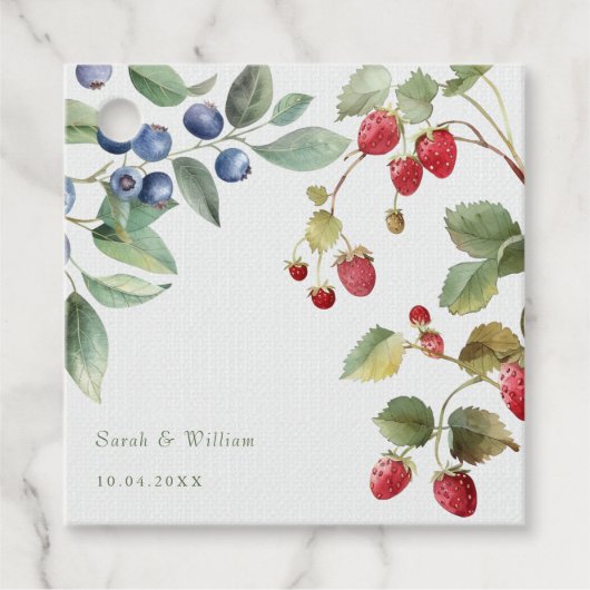 ロマンチックな野生の夏の果実結婚式の引き出物ラベル フェイバータグ (正面)