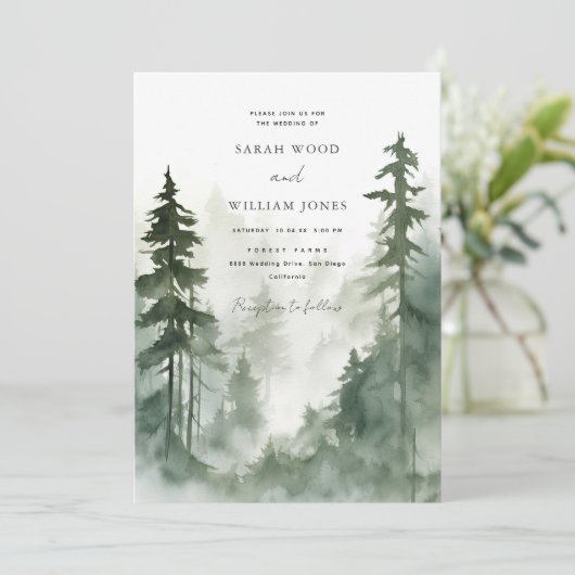 ロマンチックな野結婚緑の森 招待状 (スタンド正面)