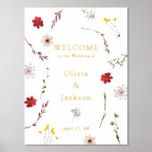 ロマンチックな野結婚花箔の歓迎サイン 箔ポスター (正面)