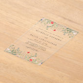 ロマンチックな野結婚花 アクリル招待状 (レイダウン)