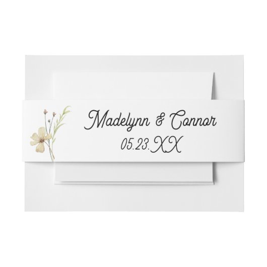 ロマンチックな野花ミニマル結婚リスト 招待状ベリーバンド (正面例)