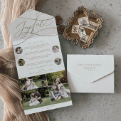 ロマンチックな金ゴールドうれしそうな数々のクリスマスフォトホリデー オールインワン招待状