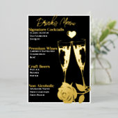 ロマンチックな金ゴールドで包まれたカクテルパーティーバーメニュー 箔シーズンカード (立ち正面)