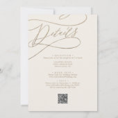 ロマンチックな金ゴールドとアイボリーすべてを1つのQRコード結婚で 招待状 (裏面)
