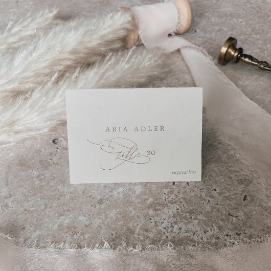 ロマンチックな金ゴールドとアイボリーメニューオプション座席表 テーブルナンバー