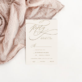 ロマンチックな金ゴールドとアイボリーメニュー選択RSVPカード 出欠カード