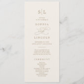 ロマンチックな金ゴールドとアイボリーモノグラム結婚式 プログラム (正面)