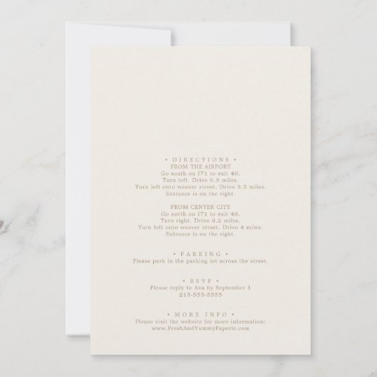 ロマンチックな金ゴールドとアイボリー卒業お祝い 招待状 (裏面)