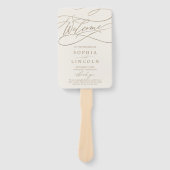 ロマンチックな金ゴールドとアイボリー披露宴結婚式 プログラム ハンドファン (正面)