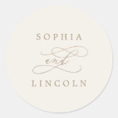 ロマンチックな金ゴールドとアイボリー結婚の封筒用シール ラウンドシール (正面)