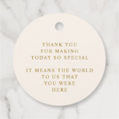 ロマンチックな金ゴールドとアイボリー結婚クリームありがとう フェイバータグ (裏面)