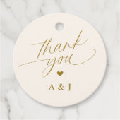 ロマンチックな金ゴールドとアイボリー結婚クリームありがとう フェイバータグ (正面)