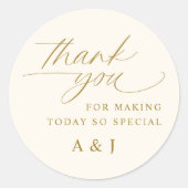 ロマンチックな金ゴールドとアイボリー結婚クリームありがとう ラウンドシール (正面)