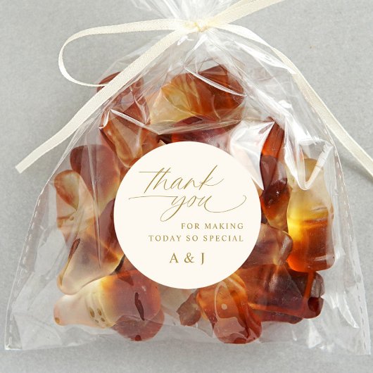 ロマンチックな金ゴールドとアイボリー結婚クリームありがとう ラウンドシール