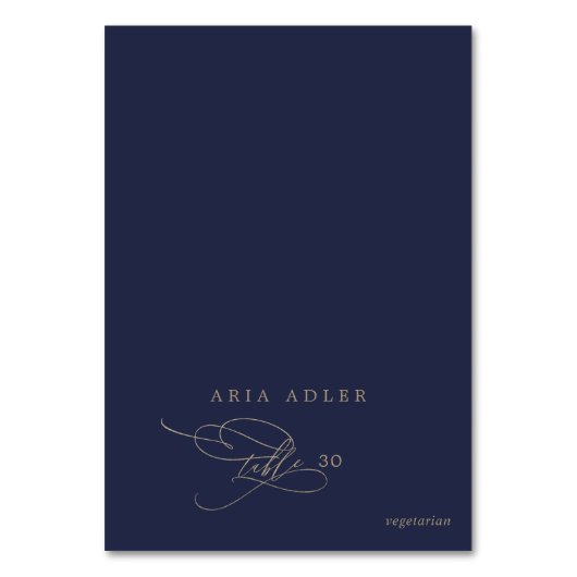 ロマンチックな金ゴールドとネイビーのメニューオプション座席表 テーブルナンバー (正面)