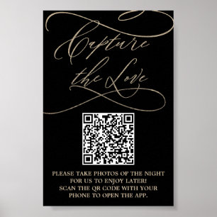 ロマンチックな金ゴールドとブラックのQRコードが愛Pをキャプチャ ポスター