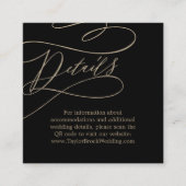 ロマンチックな金ゴールドとブラックQRコード結婚の詳細 エンクロージャーカード (正面)