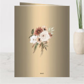 ロマンチックな金ゴールドとボホワイルドフラワー結婚ズ サンキューカード (裏面)