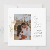ロマンチックな金ゴールドと赤面押し花写真 招待状 (正面)