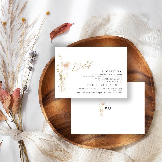 ロマンチックな金ゴールドと赤面押し花結婚の数 エンクロージャーカード