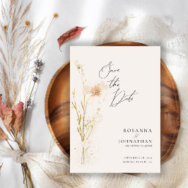 ロマンチックな金ゴールドと赤面押し花 セーブザデート