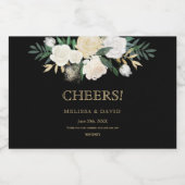 ロマンチックな金ゴールドと黒い冬の結婚式 リキュールボトルラベル (シングルラベル)